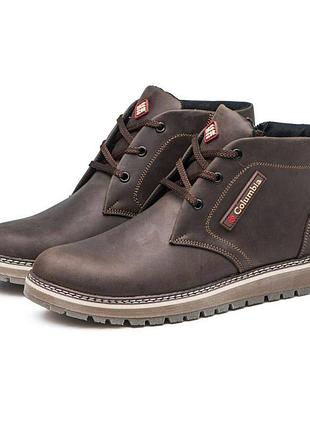 Чоловічі зимові класичні черевики з натуральної шкіри коричеві cl 73/4