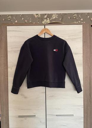 Темно синий свитшот теплый на флисе кофта свитер худи tommy hilfiger