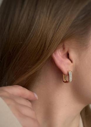 Сережки доріжка фіанітів xuping медичний сплав позолота медичне золото