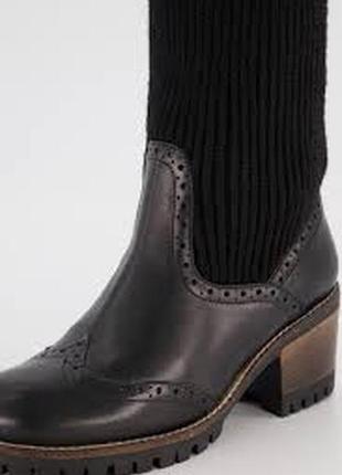 Ботильоны из мягкой кожи с трикотажным голенищем мериносовая шерсть  средней высоты размер 39