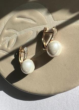 Серьги жемчужины позолота xuping медицинский сплав медицинское золото