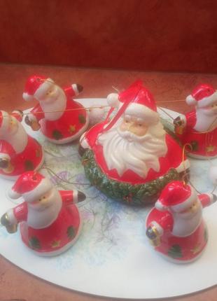 Дед мороз с морозиками подвеска в идеальном состоянии