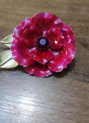 Винтажная большая брошь в виде цветка