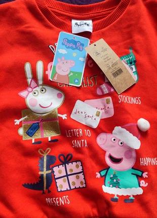 Світшот светр новорічний пеппа peppa pig на флісі 92/98