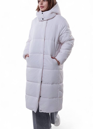 Куртка пальто женская кремовая еврозима п983