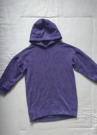 Платье туника худи с капюшоном на девочку с единорожками next 6-7 лет