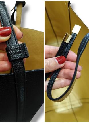 Сумка шоппер armani exchange двухсторонняя черная золотистая с дополнительной...