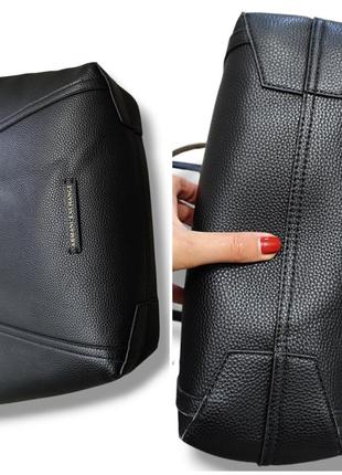 Сумка шоппер armani exchange двухсторонняя черная золотистая с дополнительной...