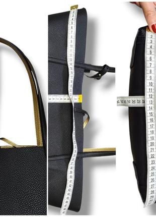 Сумка шоппер armani exchange двухсторонняя черная золотистая с дополнительной...