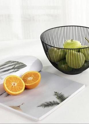 Корзина настольная миска для фруктов металлическая черная