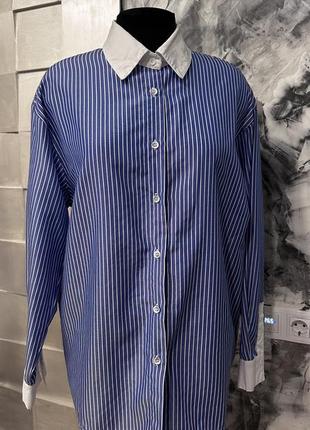 Рубашка в полоску с белыми манжетами