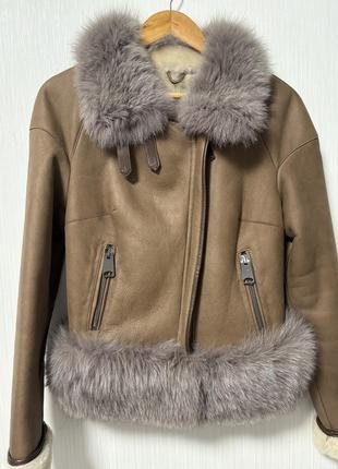 Дублянка fendi жіноча натуральна з хутром песця, розмір m4 фото
