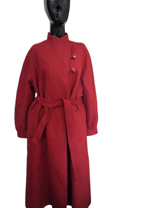 Винтажное шерстяное демисезонное красное пальто