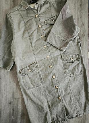 Платье миди джинс оливковое/ хаки