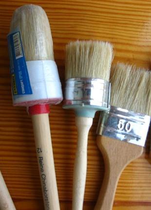 Кисточка кисть для краски, побелки, щетина круглая, плоская. ракля