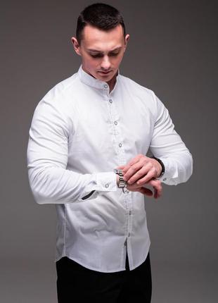 Мужская рубашка casual воротничок - стойка