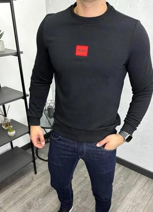 Новая сток оригинал фирменная мужская кофта реглан свитшот hugo bos черная.л-хл