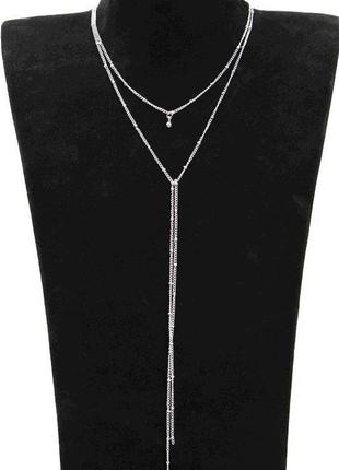 Ожерелье колье с цепочкой, длинные бусины кисточки