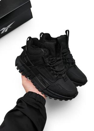 Зимние кроссовки reebok zig kinetica edge winter черные (мех)❄️