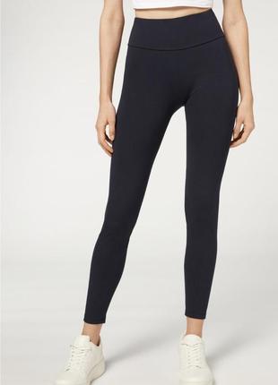 Лосины леггинсы черные calzedonia total shaper m