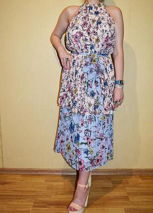 Роскошное платье с цветами плиссированное juicy couture