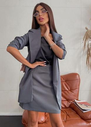 Стильный бомбовой костюм тройка 💣💣 майка шелк пиджак и юбка 🔥 классический деловой костюм юбка пиджак