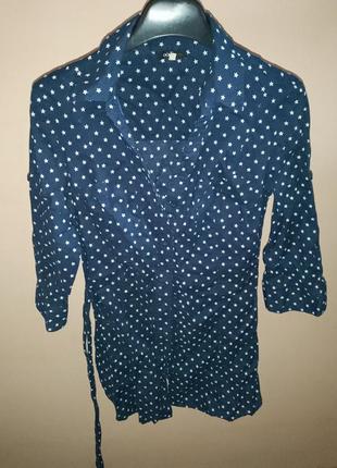 Рубашка с поясом длинная, коттон размip 34, xs