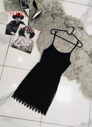 Чёрное платье с кружевом h&m