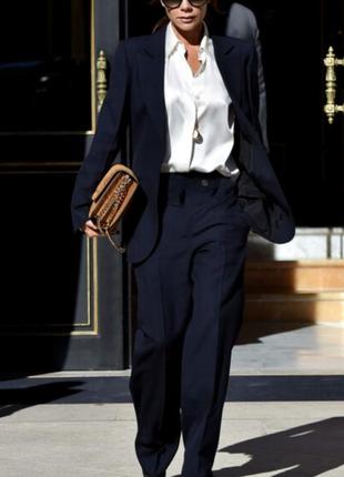 Шерстяные широкие темно синие брюки ❄❄❄ в стиле виктории бэкхэм 🔥🔥🔥
