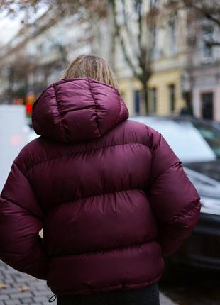 Теплый дутый зимний пуховик на экопухе с капюшоном, женский объемный пуховик на зиму с карманами, s 507 фото