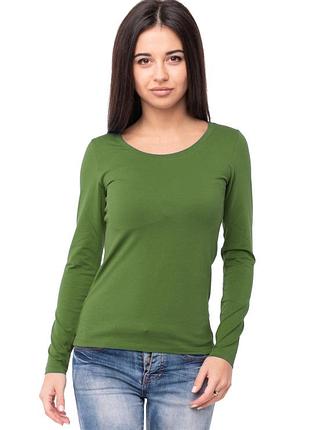 Базовый хлопковый лонгслив оливка 🫒 хс