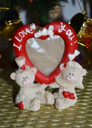 Рамка для фото мишки молодожены i love you жених и невеста