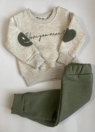 💚костюмчик двойка «i love you mean» зеленый