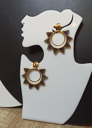 Серьги шарики из бисера ручной работы