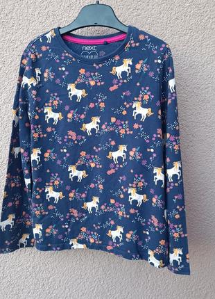 Піжамна кофта next з єдиноріжками на 10-11 р.