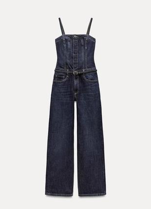 Джинсовый комбинезон с хальтером синий zara new
