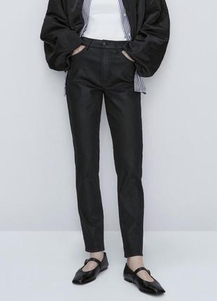 Женские брюки штаны massimo dutti s/m (36) вощеные с напылением под кожу