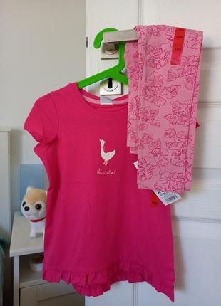 Костюм для девочек pepco, лосины и футболка, 104 размер