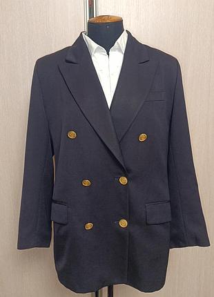 Классический двубортный английский шерстяной пиджак с металлическими пуговицами