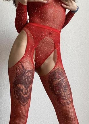 Колготки сітка зі стразами