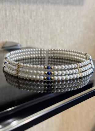 Неймовірно гарний трьошаровий чокер з натуральних перлів