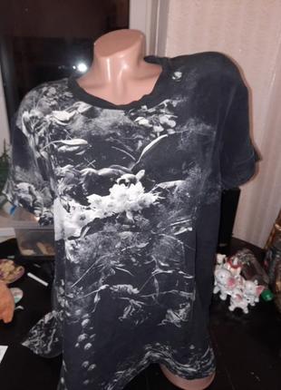 Оригинальная шелковая блуза в цветочный принт