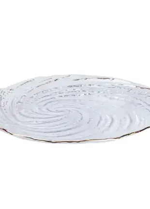 Тарелка десертная стеклянная с золотым ободком, прозрачный