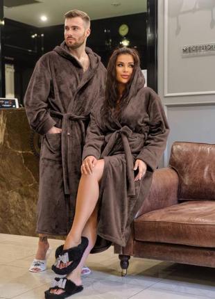 Парные теплые халаты family look