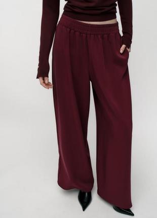 Широкі штани бордові жіночі zara new