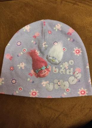 Шапка для девочки cool club с тролями, лавандовая, 52 см