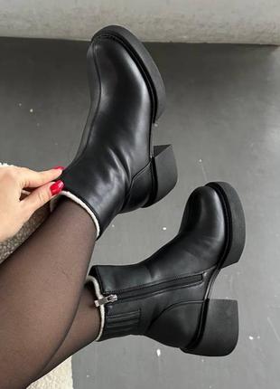 Черевики ботильйони зимові на підборах жіночі чорні туреччина