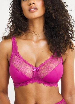95j мягкий бюстгальтер с полной чашкой и кружевом на большую грудь розовый