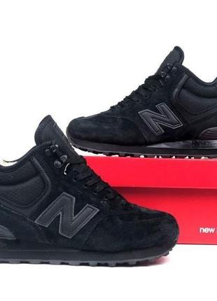 Зимові кросівки черевики new balance 574 замшеві з хутром