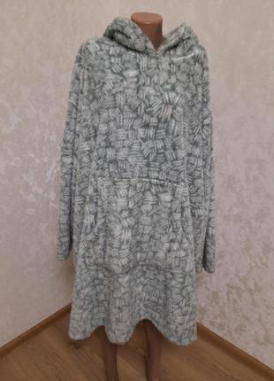 Теплое платье худи пижама мега батал one size